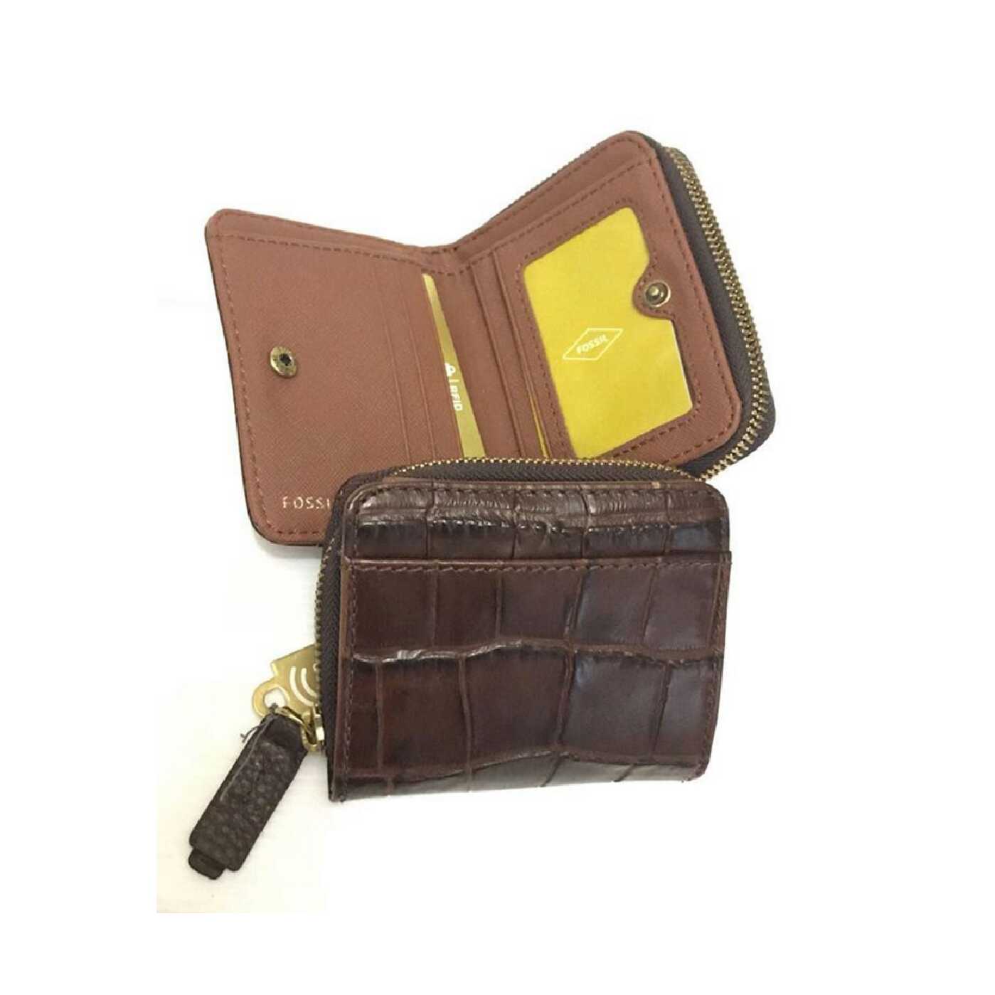 Fossil SWL1826204 Jori Bifold Zip Wallet Brown Croco