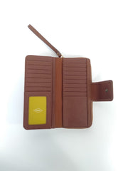 Fossil Swl1575210 Madison Leather Zip Clutch Medium Brown