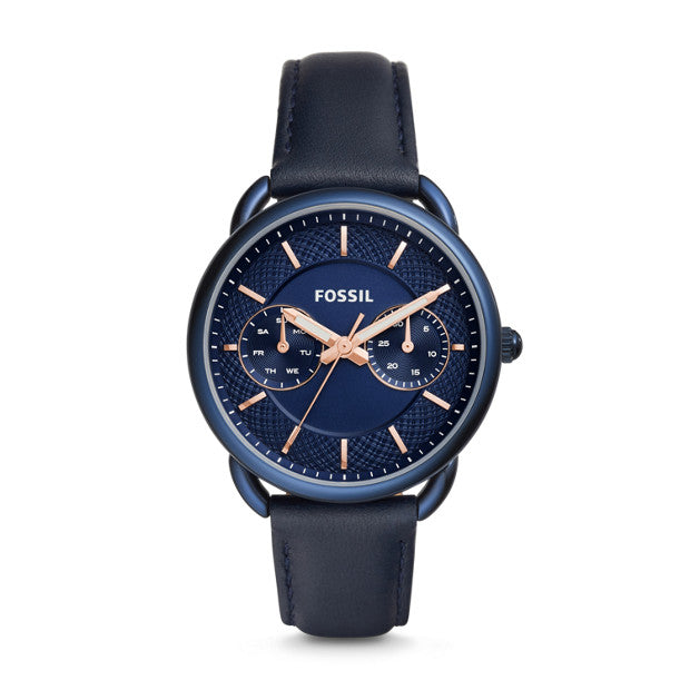 Fossil Es4092 Tailor Multifunction Blue Leather Watch