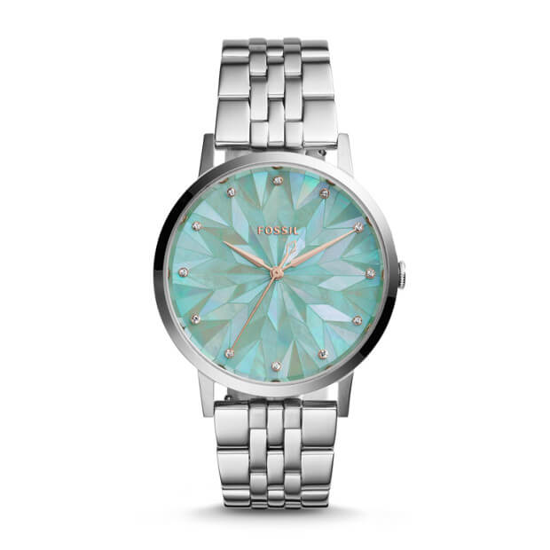 Fossil Vintage Muse Stainless Steel Green Dial Mother Of Pearl