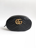 Gucci GG Marmont‎ Gucci 476434 Belt Bag Large Next Black Chevron Leather