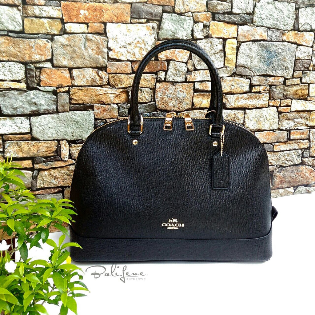 Coach F27590 Sierra Crossgrain Leather Black Ladies Satchel Bag
