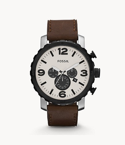 Fossil Jr1390  Nate Chronograph Brown Leather Strap Watch