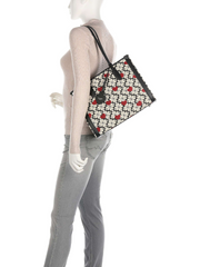 Kate Spade K4400 Flower Jacquard Hearts Market Medium Tote Black Multi