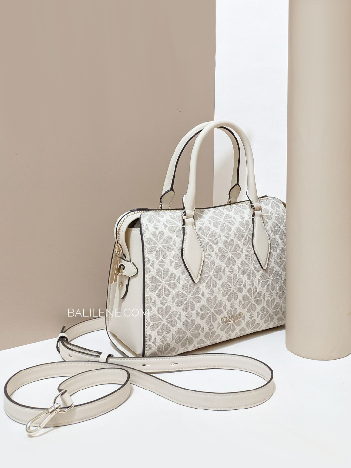 Kate Spade Flower Coated Canvas Casey Medium Satchel Parchment Multi Balilene