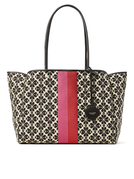 Kate Spade Flower Jacquard Everything Stripe Large Tote Bag Cream Multi