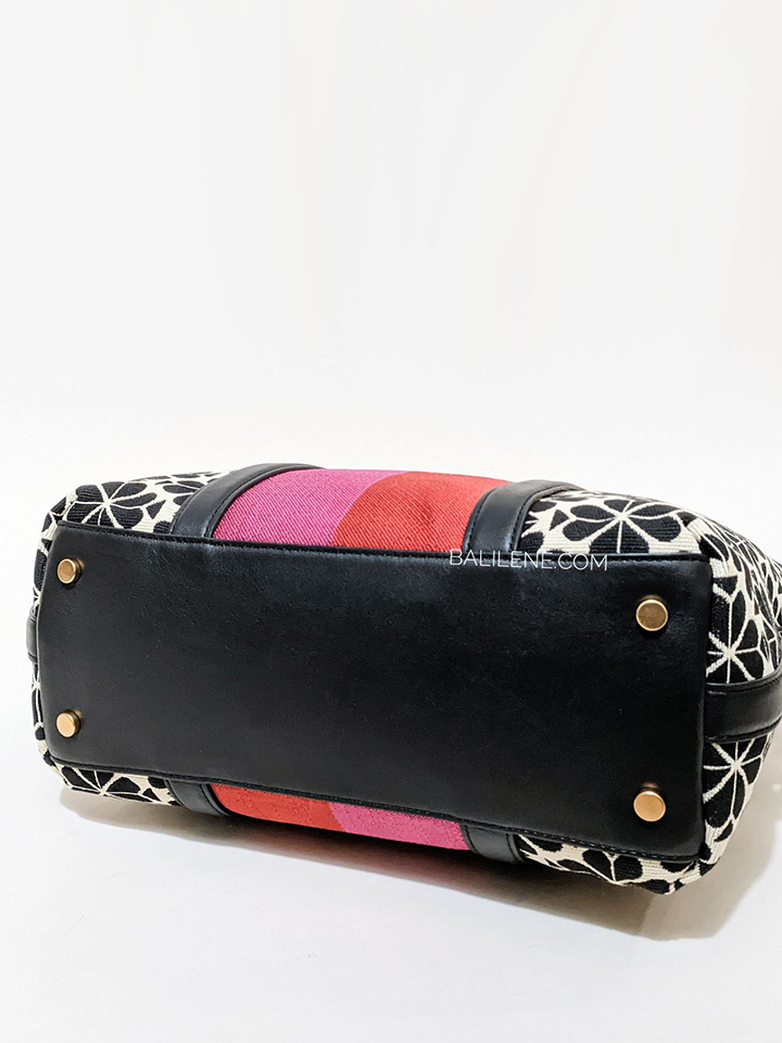Kate-Spade-Flower-Jacquard-Stripe-Faye-Medium-Satchel-Cream-Multi-Balilene-detail-bawah