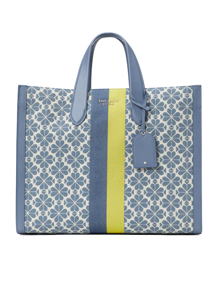 Kate Spade Flower Jacquard Stripe Manhattan Large Tote Morning Sky Multi