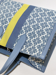 Kate Spade Flower Jacquard Stripe Manhattan Large Tote Morning Sky Multi