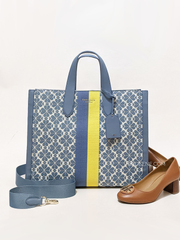 Kate Spade Flower Jacquard Stripe Manhattan Large Tote Morning Sky Multi