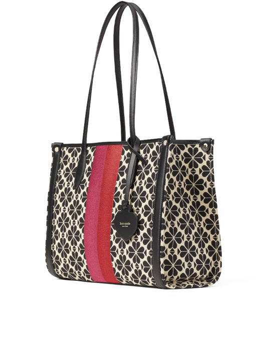 Kate Spade Flower Jacquard Stripe Market Medium Tote Cream Multi