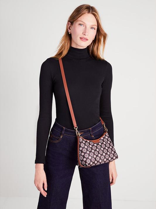 on-model-Kate-Spade-Flower-Monogram-Coated-Canvas-Top-Zip-Crossbody-Black-Multi