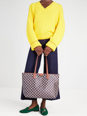 Kate-Spade-Flower-Monogram-Sutton-Medium-Tote-Bag-Black-Multi-Balilene-onmodel