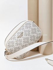 Kate Spade Infinite Spade Flower Coated Canvas Medium Camera Bag Parchment