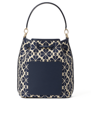 Kate Spade Flower Jacquard Stripe Medium Bucket Bag Blue Multi