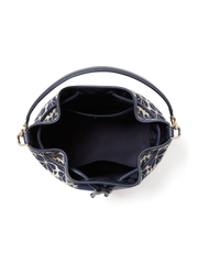 Kate Spade Flower Jacquard Stripe Medium Bucket Bag Blue Multi