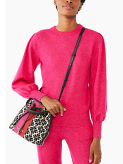 on-model-Kate-Spade-K4373-Flower-Jacquard-Stripe-Medium-Bucket-Bag-Cream-Multi