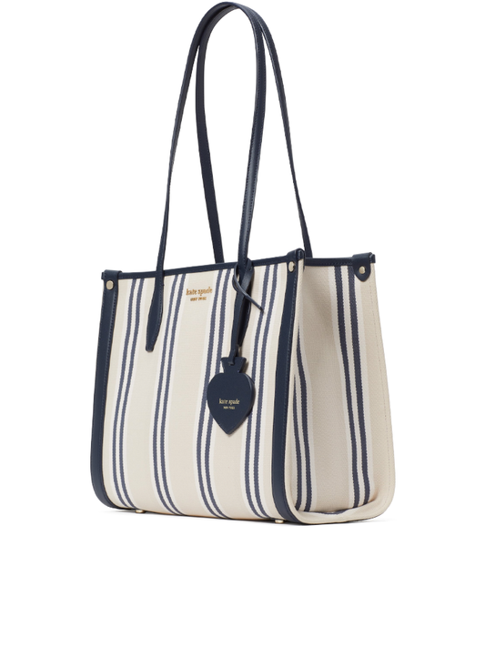 Kate Spade Market Striped Canvas Medium Tote Blazer Blue Multi