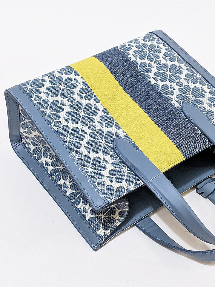 Kate Spade K6840 Flower Jacquard Stripe Manhattan Small Tote Morning Sky Multi