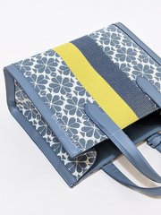 Kate Spade K6840 Flower Jacquard Stripe Manhattan Small Tote Morning Sky Multi