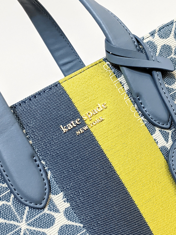Kate Spade K6840 Flower Jacquard Stripe Manhattan Small Tote Morning Sky Multi