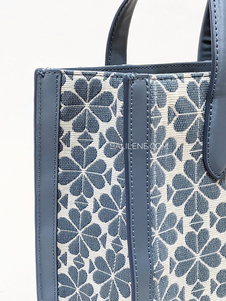 Kate Spade K6840 Flower Jacquard Stripe Manhattan Small Tote Morning Sky Multi