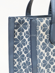 Kate Spade K6840 Flower Jacquard Stripe Manhattan Small Tote Morning Sky Multi