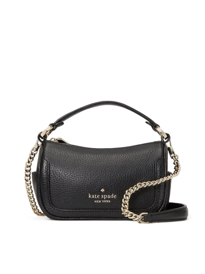 Kate Spade K7335 Smoosh Micro Crossbody Pebbled Leather Black
