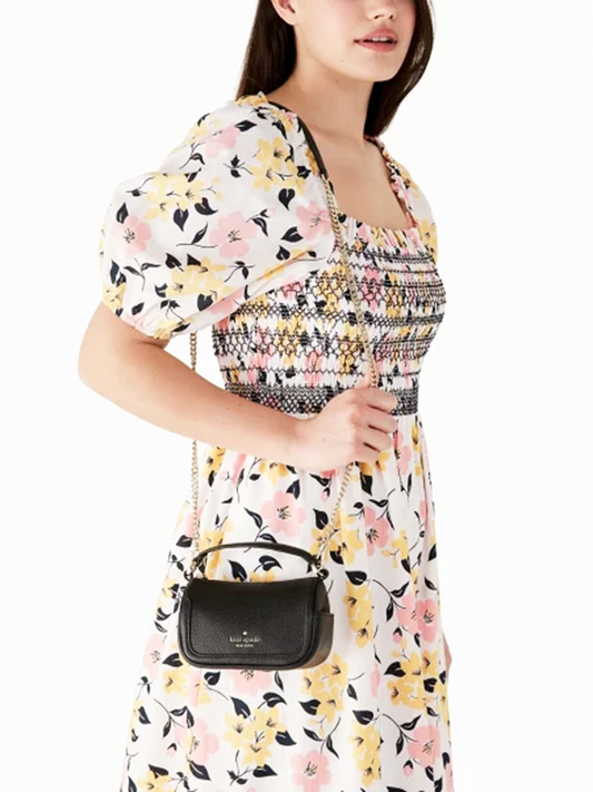 Kate Spade K7335 Smoosh Micro Crossbody Pebbled Leather Black
