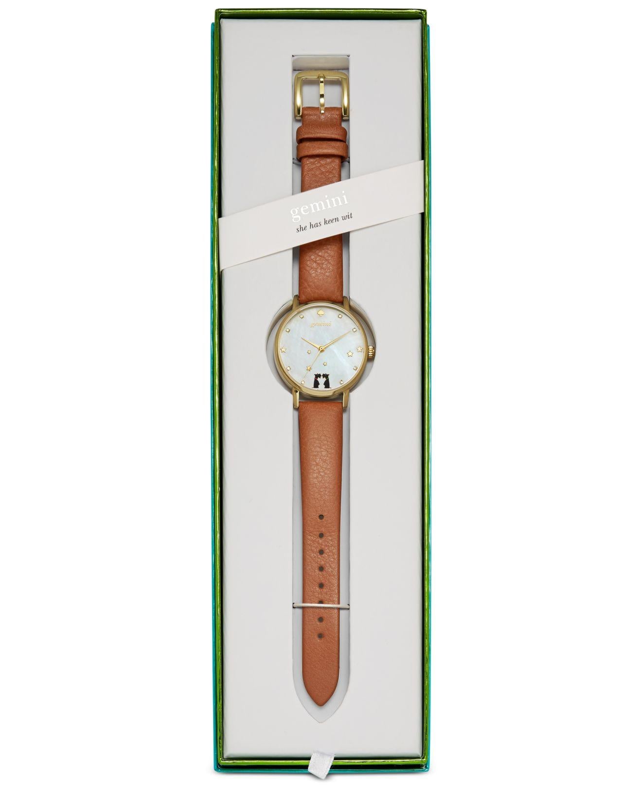 Kate-Spade-KSW1192-Metro-Gold-Tone-Zodiac-Gemini-Brown-Balilene-depan