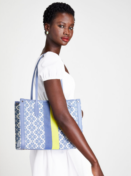 Kate Spade Market Spade Flower Jacquard Medium Tote Morning Sky Multi
