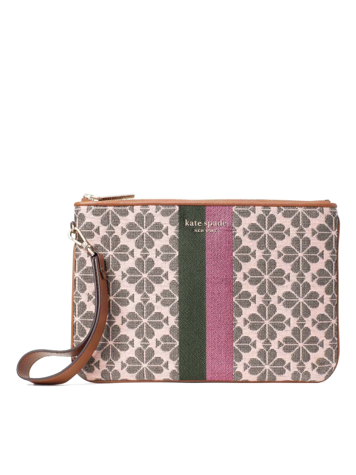 Kate Spade Flower Jacquard Stripe Wrislet Bag Pink Multi – Balilene