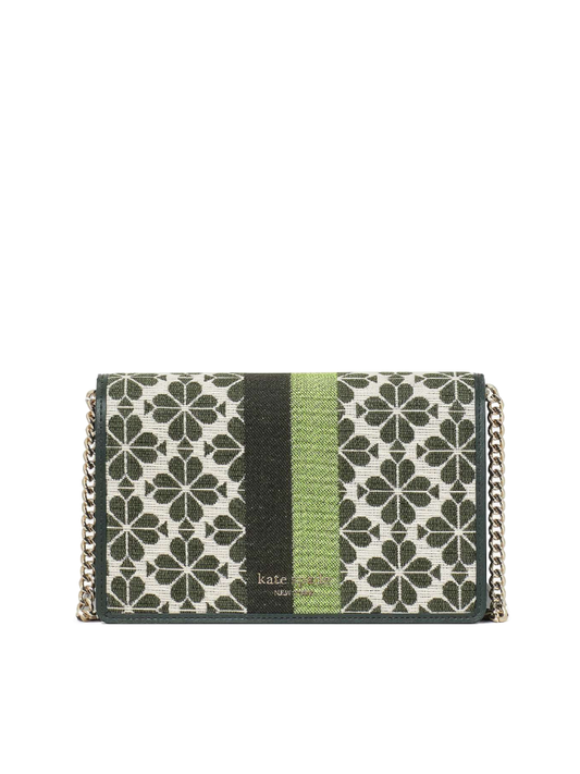 Kate-Spade-PWR00447-Flower-Jacquard-Stripe-Chain-Wallet-Green-Multi-Balilene-depan