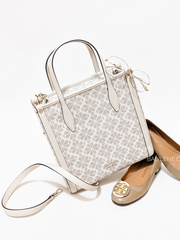 Kate Spade Flower Coated Canvas Medium North South Tote Parchment