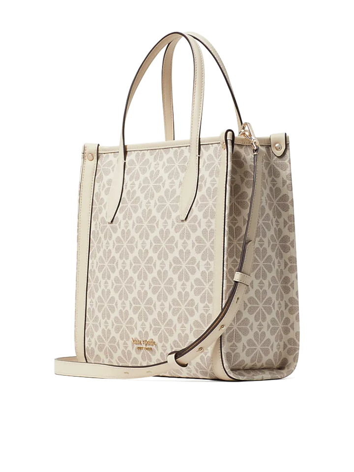 Kate Spade Flower Coated Canvas Medium North South Tote Parchment