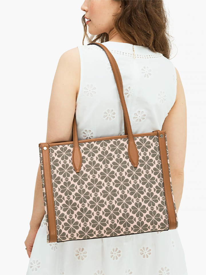 Kate Spade PXRUB269 Flower Jacquard Market Medium Tote Pink Multi