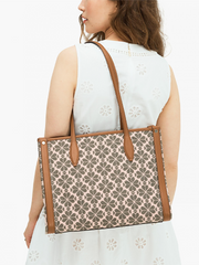 Kate Spade PXRUB269 Flower Jacquard Market Medium Tote Pink Multi