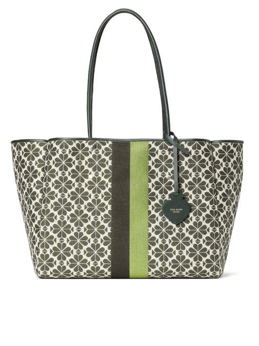 Kate Spade PXRUB272 Flower Jacquard Stripe Everything Large Tote Green Multi