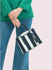 Kate Spade Pxrua319 Margaux Canvas Stripe Medium Satchel Blazerblue Multi