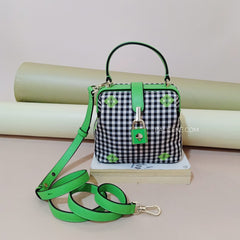 Kate Spade Pxrub372 Remedy Gingham Small Top Handle Green Multi
