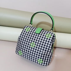Kate Spade Pxrub372 Remedy Gingham Small Top Handle Green Multi
