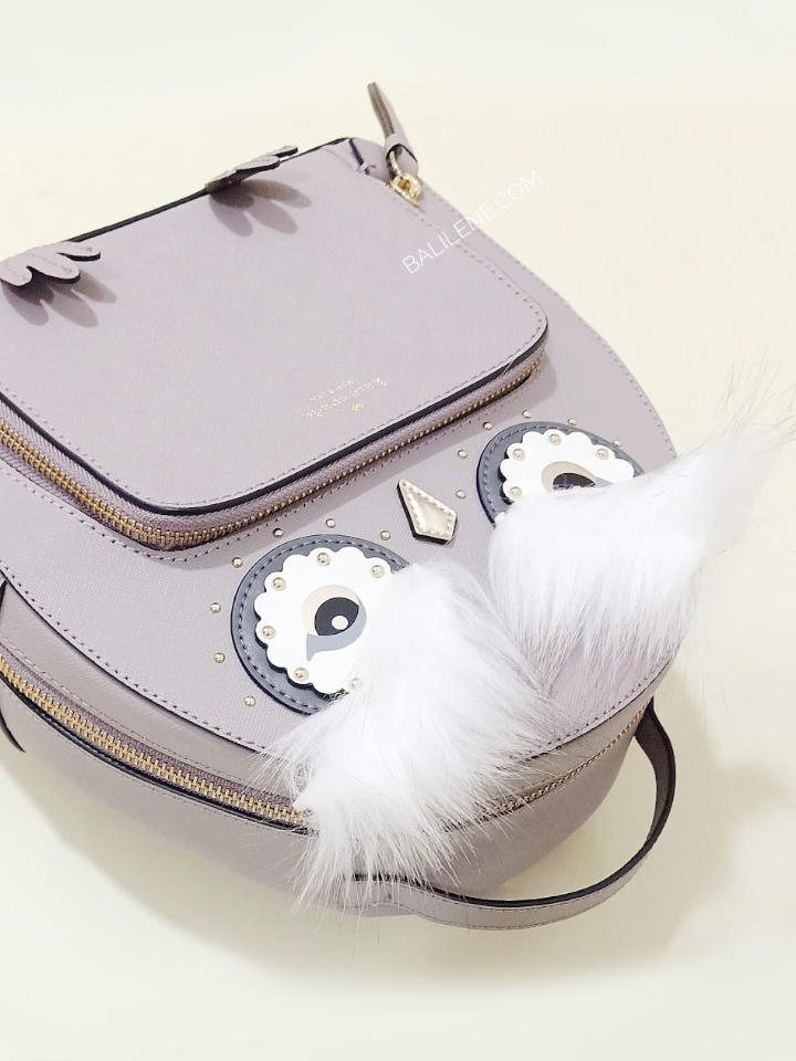 kate spade star bright owl tumi mini backpack Kate Spade WKRU5674 Star Bright Owl Tomi Gray Leather Backpack – Balilene