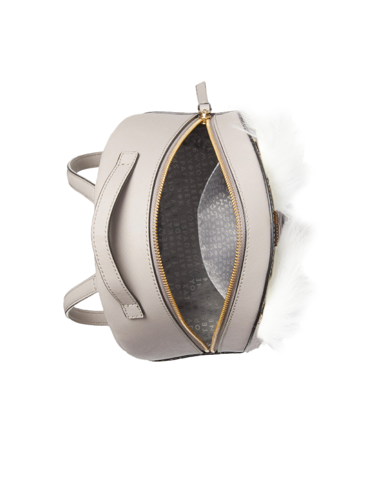 Kate Spade WKRU5674 Star Bright Owl Tomi Gray Leather Backpack