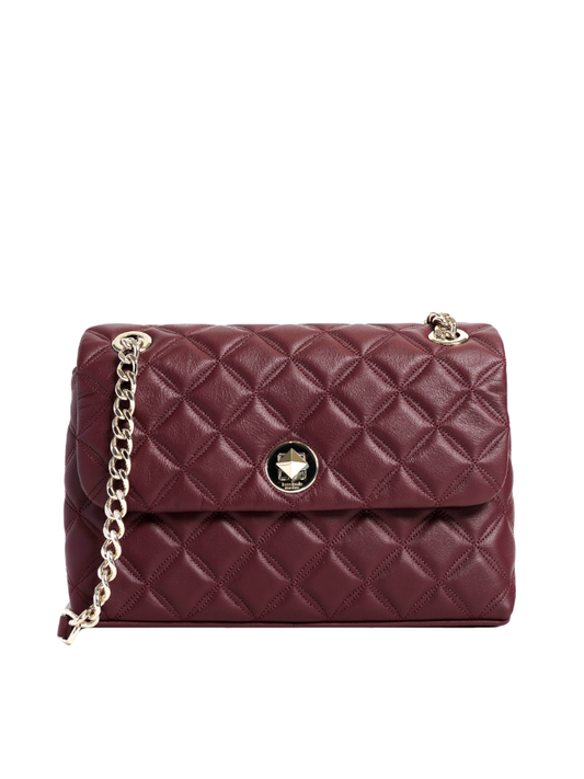 Kate Spade WKRU7076 Natalia Medium Flap Shoulder Bag Cherrywood