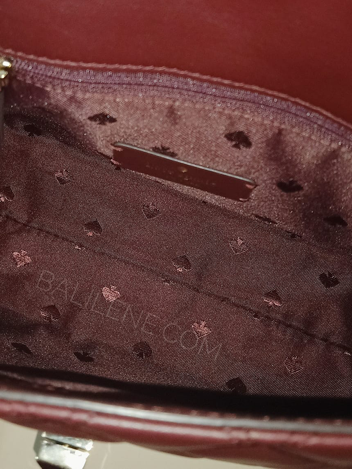 Kate Spade WKRU7076 Natalia Medium Flap Shoulder Bag Cherrywood