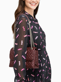 Kate Spade WKRU7076 Natalia Medium Flap Shoulder Bag Cherrywood