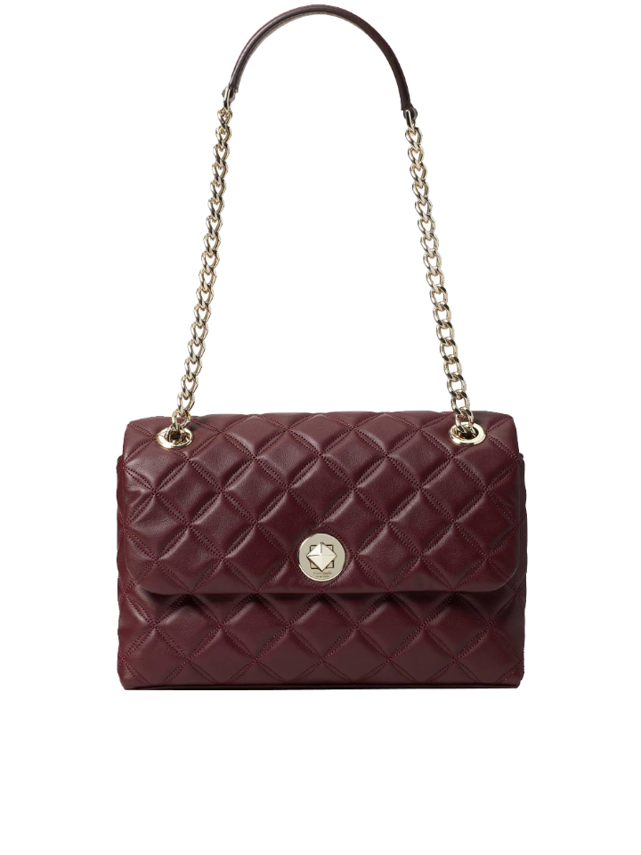 Kate Spade WKRU7076 Natalia Medium Flap Shoulder Bag Cherrywood