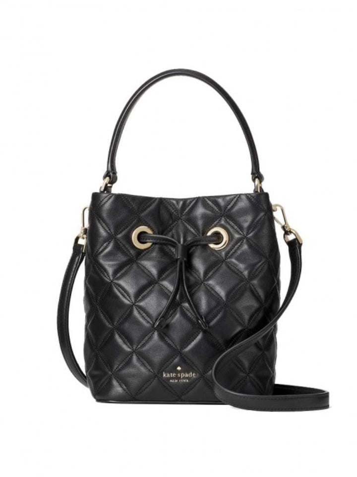 Kate Spade WKRU00075 Natalia Small Bucket Quilted Leather Black