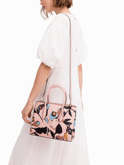 Kate Spade Wkru6120 Eva Paper Rose Small Top Zip Satchel Pink Multi