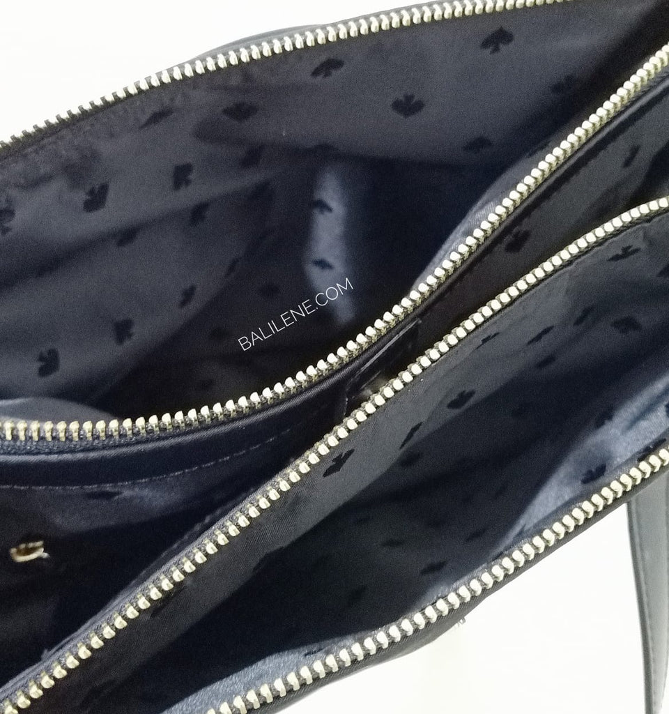 Kate Spade WKRU5918 Dawn Medium Satchel Double zip Nylon Bag Black